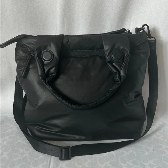 Caraa Sporty Black Puffy Nylon Detachable Strap Double Handle Tote Purse Bag 🌺🌺 - Picture 3 of 9